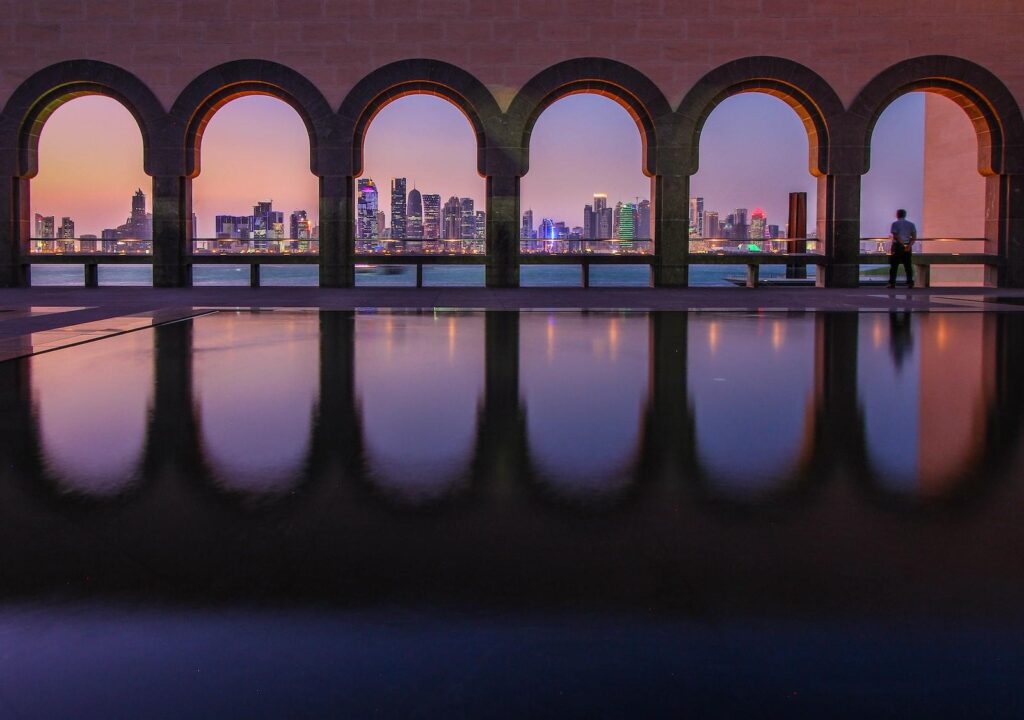 black concrete bridge doha