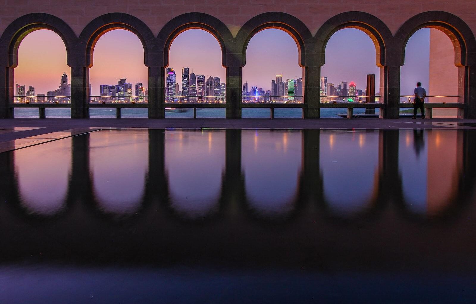 black concrete bridge doha
