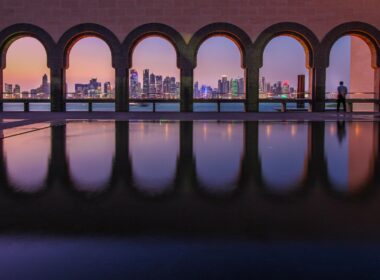black concrete bridge doha