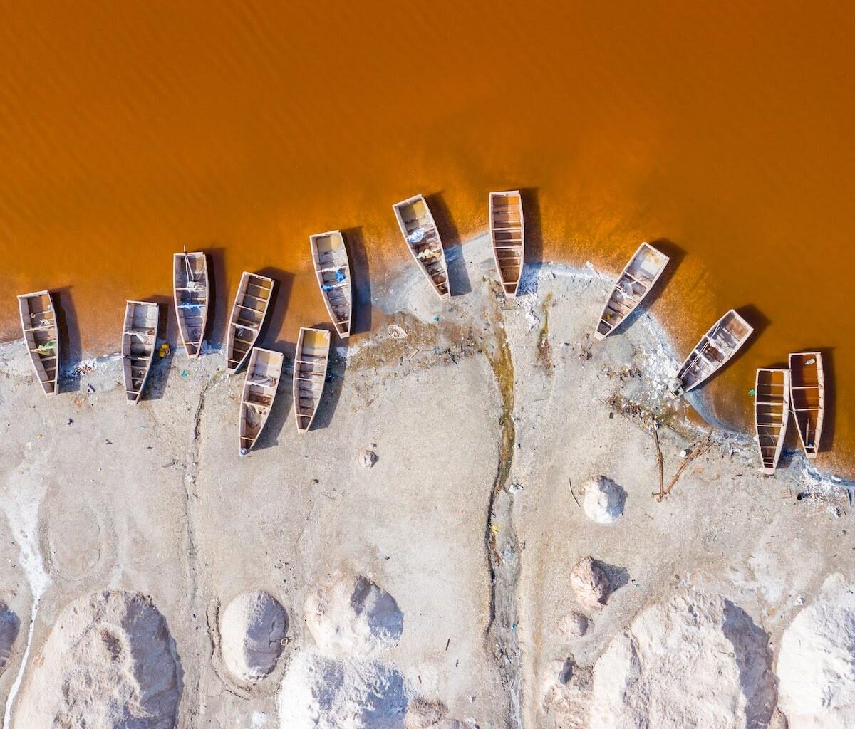 boats dock on sand