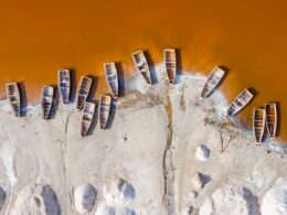 boats dock on sand