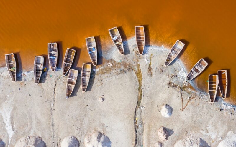 boats dock on sand