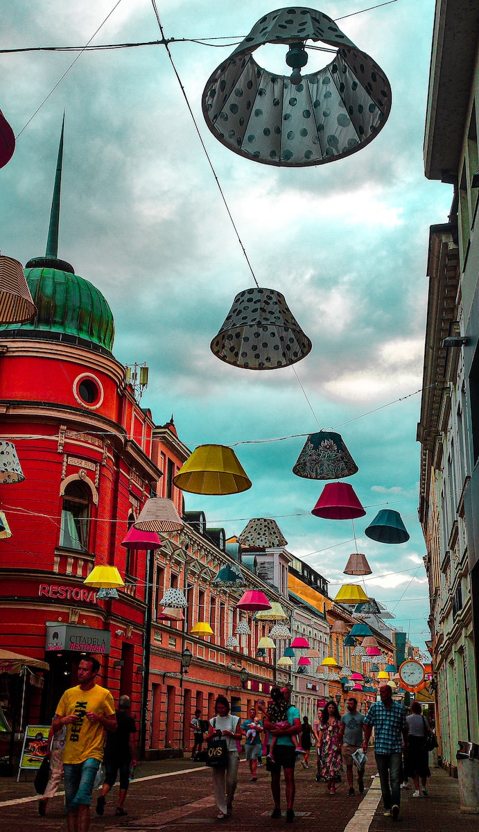 people walking in a city