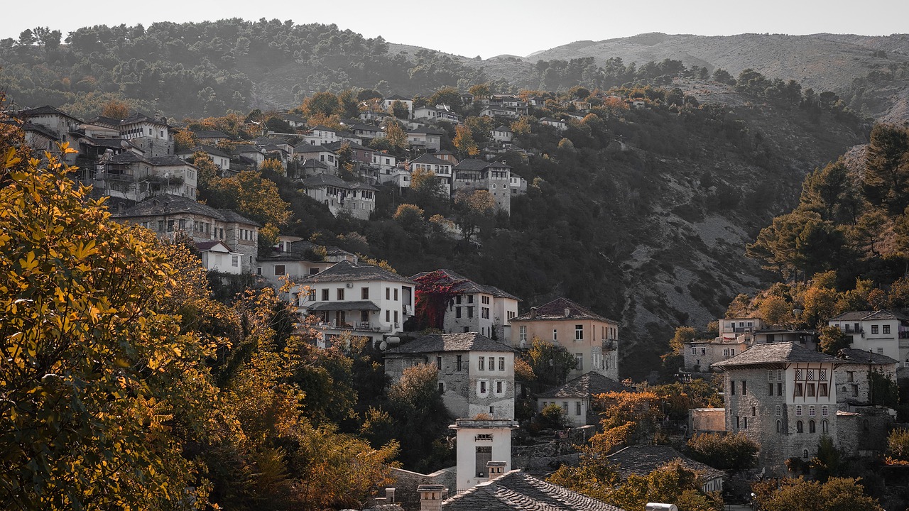 houses, mountain, village