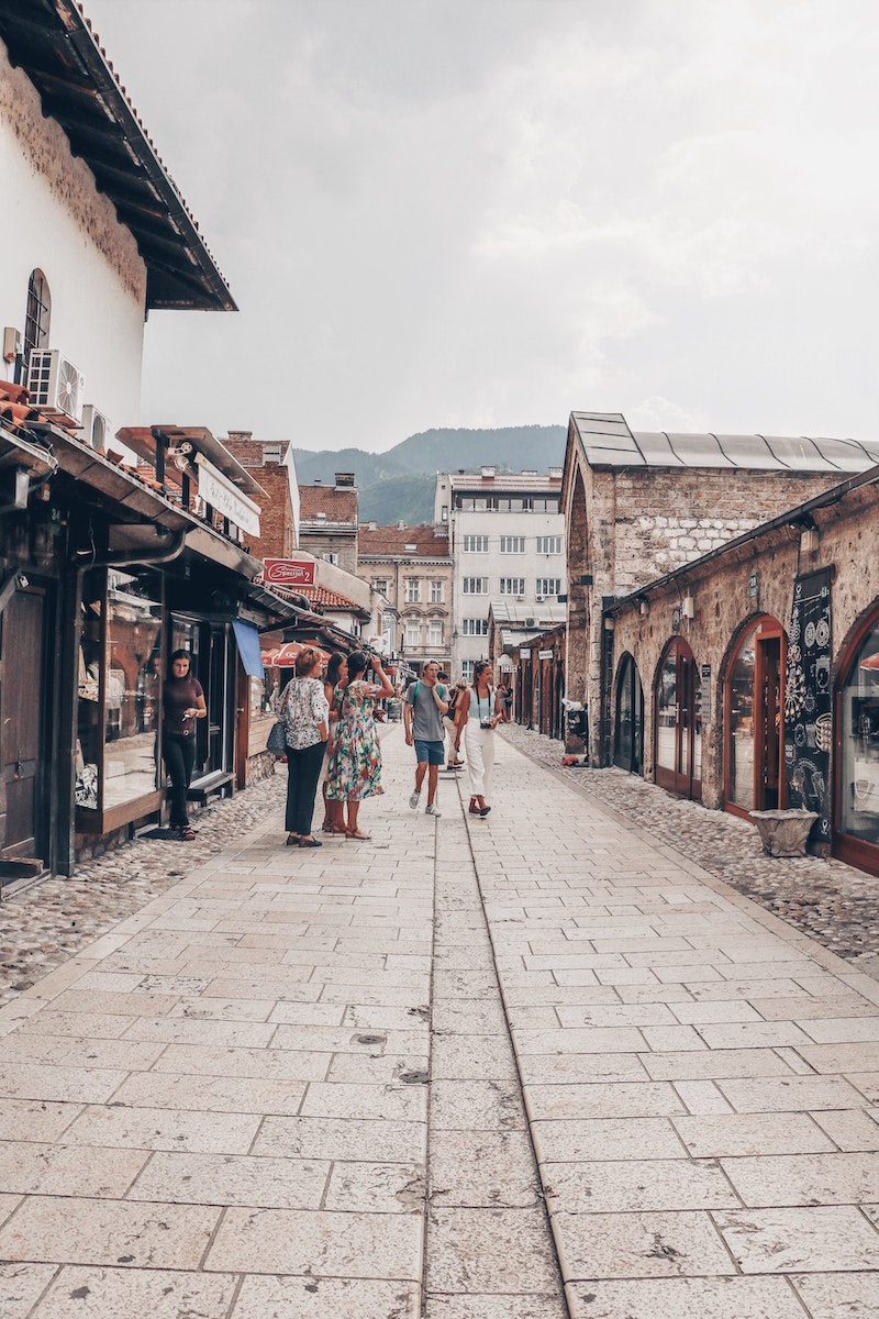 Tourist Walking in the Streets of Sarajevo