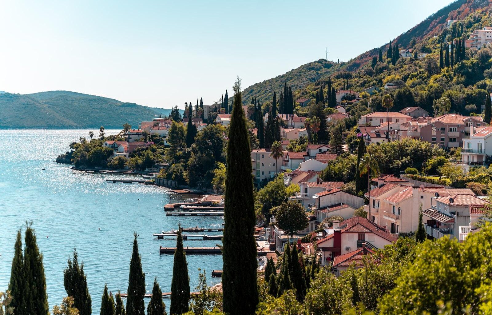 a town next to a body of water